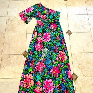 Lilly Pulitzer, one shoulder cotton, long dress, size small